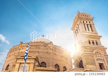 The exterior of The Church of St. George in Cairo, Egypt. Coptic Cairo. Orthodox churches in Egypt. 135139465