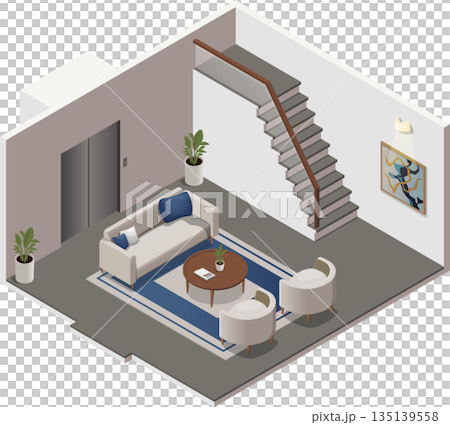 Isometric small office lobby interior Isometric small office lobby interior 135139558