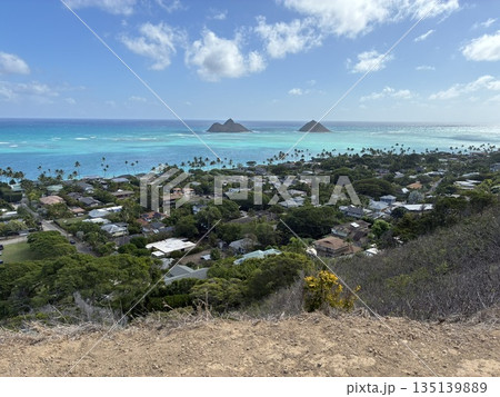 ハワイのラニカイ・ピルボックス・トレイルからの風景 135139889