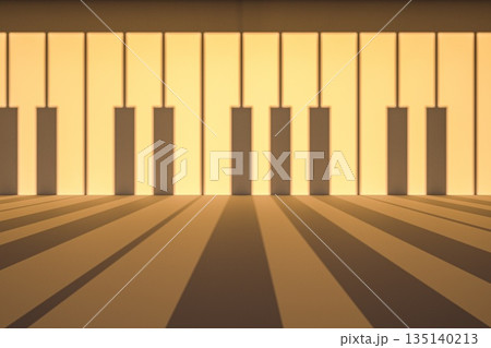 Piano Keys and Shadows in Soft Light 135140213