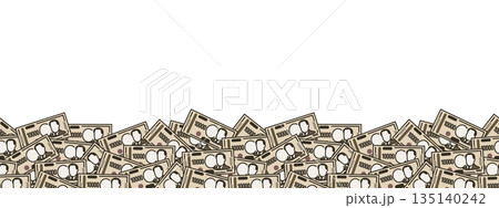 一万円札のシームレス背景画像。新一万円札。紙幣。 一万円札のシームレス背景画像。新一万円札。紙幣。 135140242