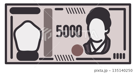 五千円札のイラスト。新五千札。紙幣。 135140250
