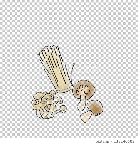 シンプルな食材イラスト|野菜・えのき・しめじ・しいたけ シンプルな食材イラスト|野菜・えのき・しめじ・しいたけ 135140508