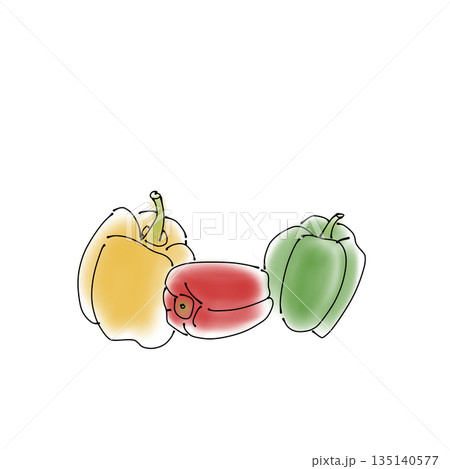 シンプルな食材イラスト｜野菜・パプリカ・ピーマン 135140577