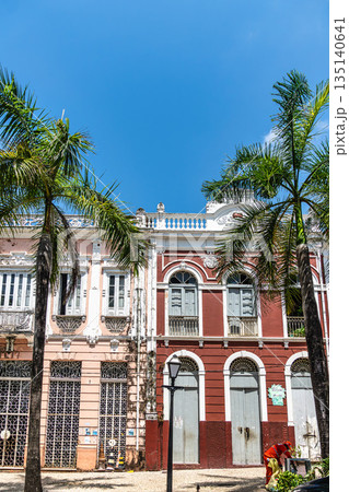 Old buildings at Grande Praca Dom Pedo II square in the city of Sao Luis, Maranhao, Brazil 135140641