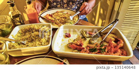 Traditional brazilian food on Rua da Palma street in Sao Luis, Brazil Traditional brazilian food on Rua da Palma street in Sao Luis, Brazil 135140648