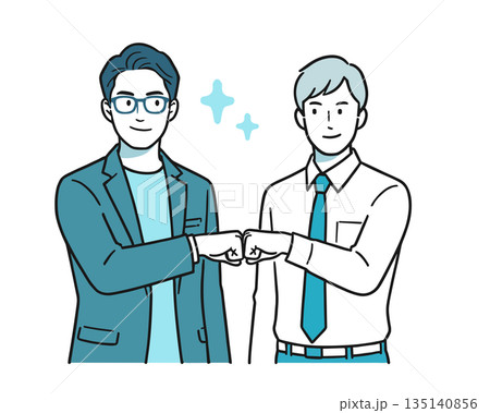 仕事仲間と協力し信頼関係を築くビジネスパートナーのイラスト 135140856