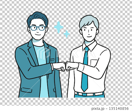 仕事仲間と協力し信頼関係を築くビジネスパートナーのイラスト 135140856