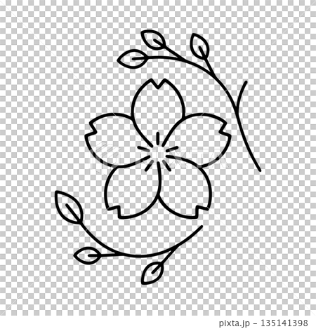 シンプルな桜の線画アイコン 135141398