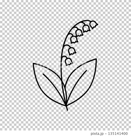 シンプルなスズランの線画アイコン 135141400