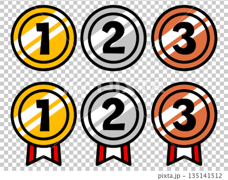 一套排名獎牌。金牌、銀牌、銅牌。 135141512