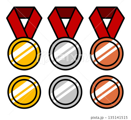 ランキングのメダルのセット。金、銀、銅。 135141515