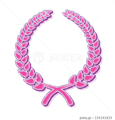 イラスト素材＿ステッカー風、月桂樹のエンブレム 135141815