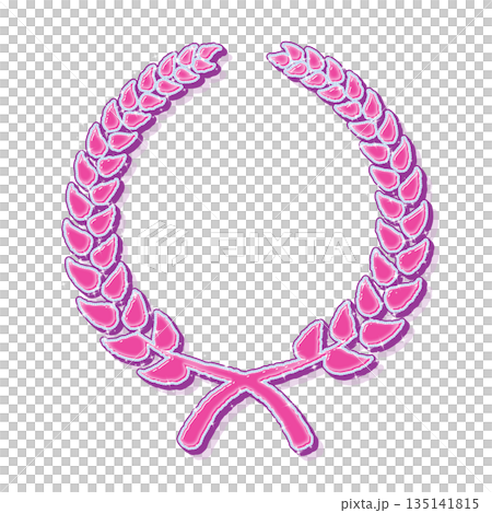 イラスト素材＿ステッカー風、月桂樹のエンブレム 135141815