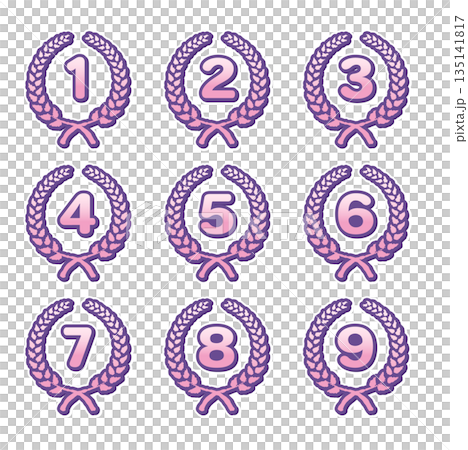 Illustration material_Laurel number icon set 135141817