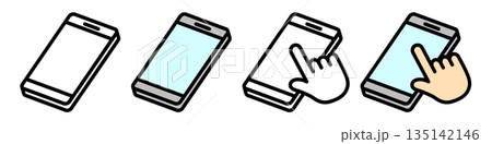 スマートフォンと手のアイコン。 135142146