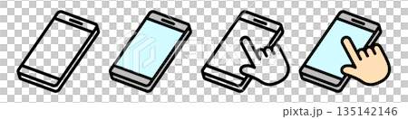 スマートフォンと手のアイコン。 135142146