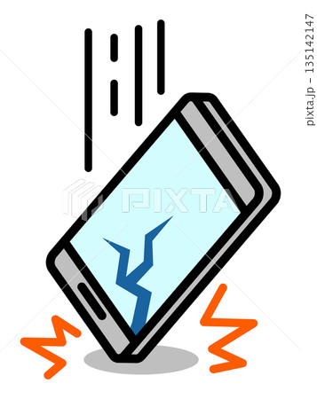 落下して画面が割れたスマートフォン 135142147