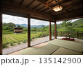 レトロな古民家から眺める田舎の風景 135142900
