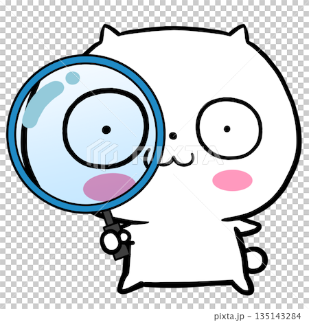 Simple illustration material of a white animal character holding a magnifying glass Simple illustration material of a white animal character holding a magnifying glass 135143284