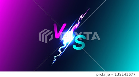 Advertising banner VS for sports games. Match participants. Tournaments and competitions. Gradient lightning blast. Championship confrontation. Thunderbolt sparkling. Vector background Advertising banner VS for sports games. Match participants. Tournaments and competitions. Gradient lightning blast. Championship confrontation. Thunderbolt sparkling. Vector background 135143677