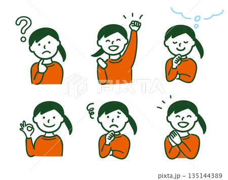 女の子　表情　セット 135144389