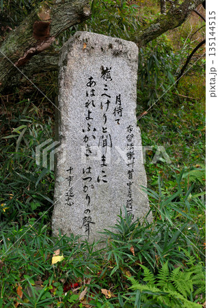 山の辺の道　月待ちて 嶺こへけりと 聞くままに あはれよふかき はつかりの声　十市 遠忠の句碑 135144515
