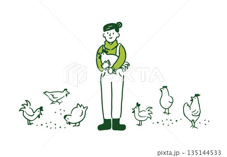 養鶏農家の女性 135144533