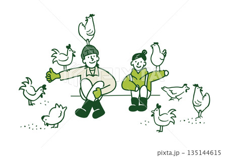 養鶏農家の夫婦 養鶏農家の夫婦 135144615