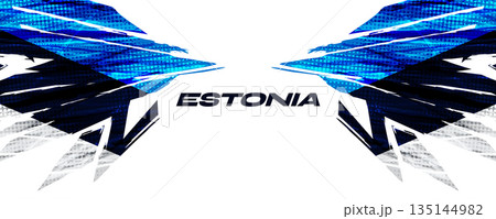 Estonian Flag with Brush Stroke Concept in Sporty Grunge Style and Halftone Effect Estonian Flag with Brush Stroke Concept in Sporty Grunge Style and Halftone Effect 135144982