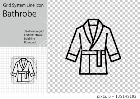 浴袍和和服圖標，浴袍插圖 135145192
