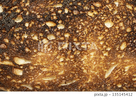 A Close Up of a Toasted Home Made Bread Slice Toast Showing Texture 135145412