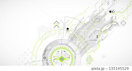 Abstract image of a computer chip in the middle of a wireframe sphere. Vector Abstract image of a computer chip in the middle of a wireframe sphere. Vector 135145529
