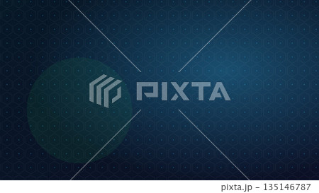 Hexagonal abstract pattern with a dark blue gradient background and a large translucent circle overlay, creating a futuristic and organized design aesthetic. 135146787