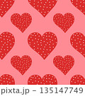 Vector seamless pattern tiny red hearts. Vector illustration for Valentines Day, baby shower, birthday, wedding print. 135147749