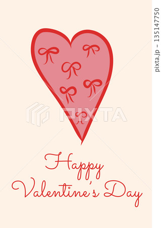 Vintage greeting card in coquette style. Hand drawn whimsical heart and lettering. Template for poster, banner, wedding invitation, Valentines day. Vector illustration Vintage greeting card in coquette style. Hand drawn whimsical heart and lettering. Template for poster, banner, wedding invitation, Valentines day. Vector illustration 135147750