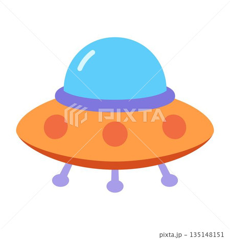 cartoon spaceship isolated, flat style 135148151