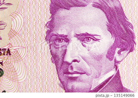 Jose Gervasio Artigas a closeup portrait from old Uruguayan money Jose Gervasio Artigas a closeup portrait from old Uruguayan money 135149066