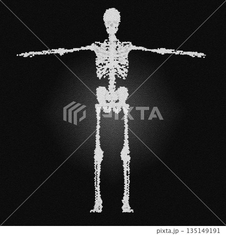 Human skeleton digital mosaic in t-pose concept 135149191