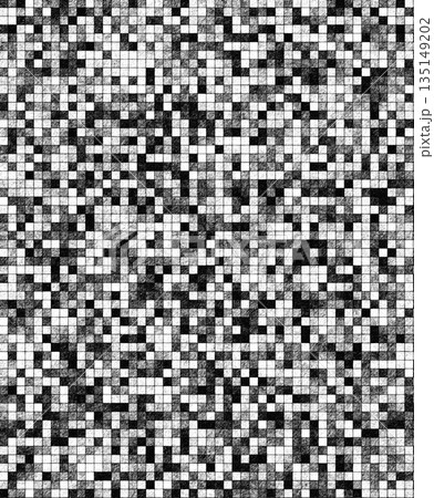 Black and white digital pixels grid static noise pattern 135149202