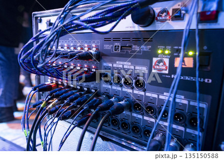 Switching stage equipment on the stage of a concert hall 135150588