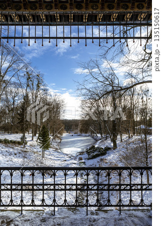 snowy winter park on a sunny day snowy winter park on a sunny day 135150617