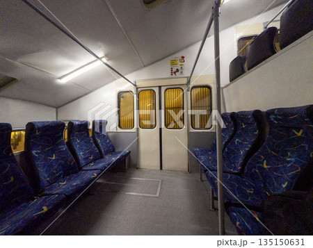 The interior of a funicular car in Kyiv 135150631