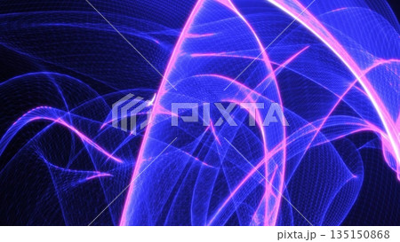 Radiant violet and pink light trails forming swirling abstract shapes over a dark backdrop Radiant violet and pink light trails forming swirling abstract shapes over a dark backdrop 135150868