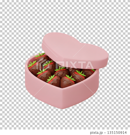 3d render of a romantic heart-shaped box filled with chocolate-dipped strawberries, perfect for valentine's day gifts and sweet treats 3d render of a romantic heart-shaped box filled with chocolate-dipped strawberries, perfect for valentine's day gifts and sweet treats 135150914