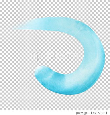 Stylized turquoise wave on an isolated background. Watercolor rounded brush stroke. Abstract clipart for marine-style design. Stylized turquoise wave on an isolated background. Watercolor rounded brush stroke. Abstract clipart for marine-style design. 135151091
