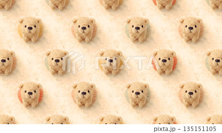 ふんわり毛糸クマスタンプ柄 — キッズ冬クラフトパターン 135151105