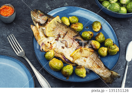 Whole baked trout. Whole baked trout. 135151126