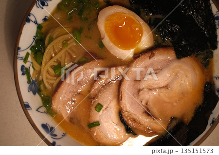 Steaming Hot Bowl of Traditional Japanese Ramen Steaming Hot Bowl of Traditional Japanese Ramen 135151573