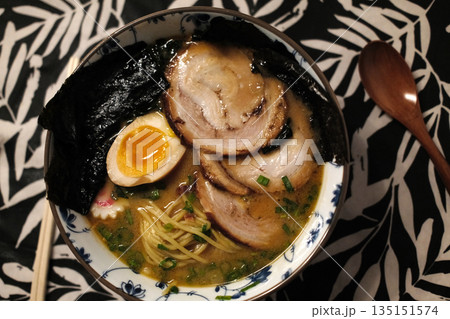 Steaming Hot Bowl of Traditional Japanese Ramen Steaming Hot Bowl of Traditional Japanese Ramen 135151574
